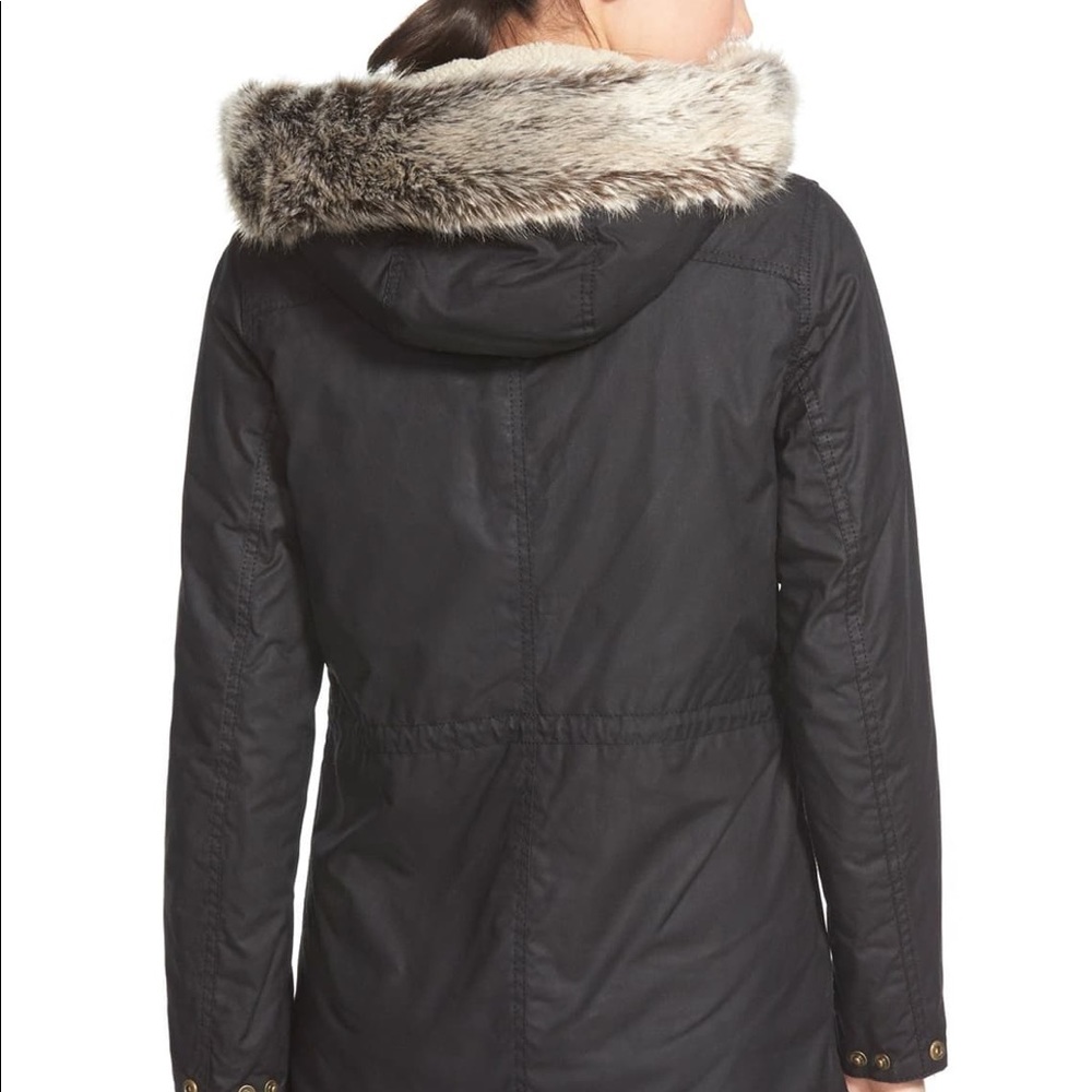 NWOT Barbour Black Kelsall Wax Parka size 8